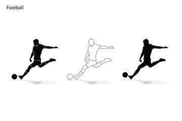 Football Silhouette Sport. football soccer player man in action isolated white background. Vector illustration