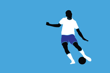 Football Silhouette Sport. football soccer player man in action isolated color background. Vector illustration 
