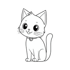 Cute cartoon cat. Coloring book for children. Vector illustration