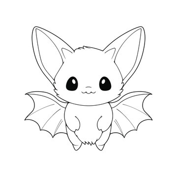 Cute cartoon bat. Coloring book for children. Vector illustration.