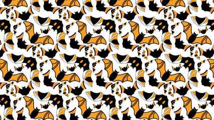 BAT PATTERN SEAMLESS HALLOWEEN DECORATION DESIGN BACKGROUND VECTOR