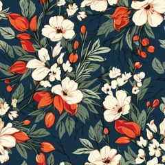 Foto op Canvas Seamless Colorful Vintage Flowers Pattern.  Seamless pattern of Vintage Flowers in colorful style. Add color to your digital project with our pattern! © MDQDigital