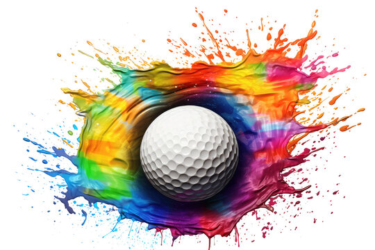 play golf color splash on background