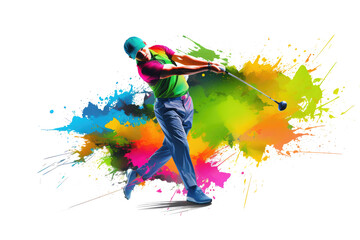 play golf color splash on background