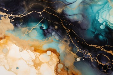 Purple, Black, Blue, and Gold Resin Fluid Formation Background