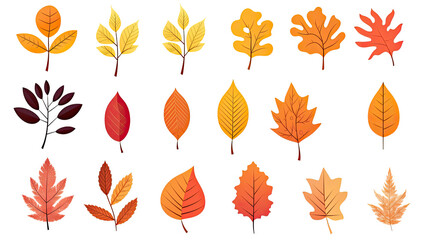 Obraz premium Autumn leaves set.Leaves icon set. Silhouette style