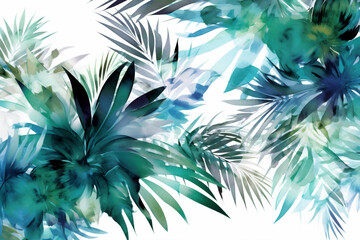 summer trendy background seamless tropical wallpaper palm design pattern jungle leaf. Generative AI.