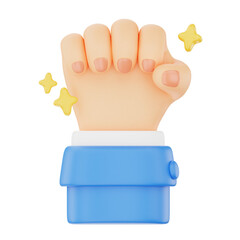 Clenched fist raised up 3D hand gesture icon