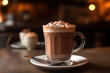 cappuccino coffee with a cream in a glass