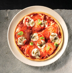 Pizza, Pizza mozzarella, Pizza tomate mozzarella, Pizzateller, italien, 