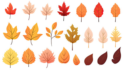 Obraz premium Autumn leaves set.Leaves icon set. Silhouette style