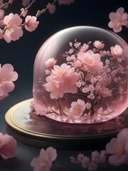 Appetizing Sakura Jelly, Japanese sweets. ai generative