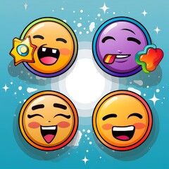 Set of cartoon faces expressions, face emojis, stickers, emoticons, cartoon funny mascot characters face set