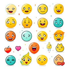 Naklejka premium Set of cartoon faces expressions, face emojis, stickers, emoticons, cartoon funny mascot characters face set
