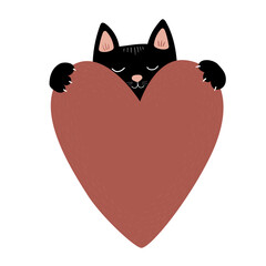 Black Cat With Heart