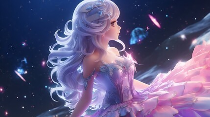 a beautiful fairy tale fantasy princess with long hair