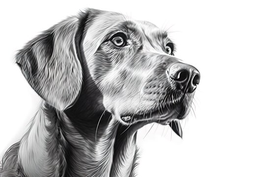 Dog lineart black & white sketch. Generated by AI.