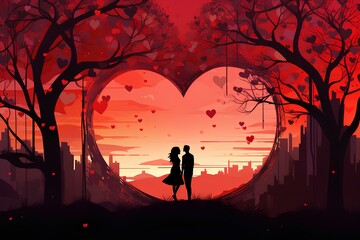 silhouette of a couple kissing in the sunset