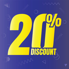 20% discount deal sign icon, 20 percent special offer discount vector, 20 percent sale price reduction offer design, Friday shopping sale discount percentage icon design