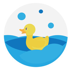 Vector duck icon. Baby toy. Flat illustration. Suitable for animation, using in web, apps, books, education projects. 