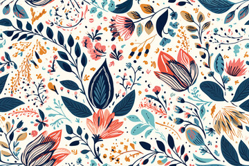 Vector art painting illustration flower pattern. textile, ornamental, ornate, hand drawn, drapery, curl, watercolor, trendy, painting, repeat, fancy, elements, diverse, deco, stain
