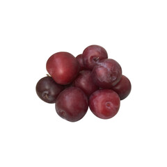 Sweet ripe purple plum cutout isolated object top view, fruit dessert clipping path, healthy vitamin diet concept