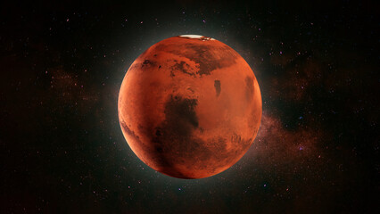 Mars 3D Render, 8K Galaxy Background