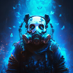 Panda with a gas mask
