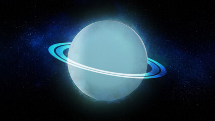Uranus 3D Render, 8K Galaxy Background