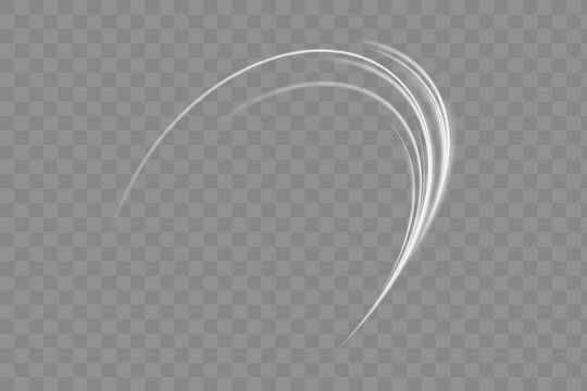 Dynamic white spiral, vortex or blizzard. Sparkling light effect on transparent background.