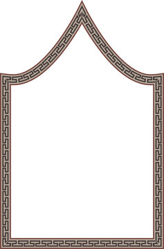 Inflexed Arch rectangular frame architecture window door Greek meander pattern antique retro vintage meander old-fashioned design picture frame art and craft borders element decorate isolated decor