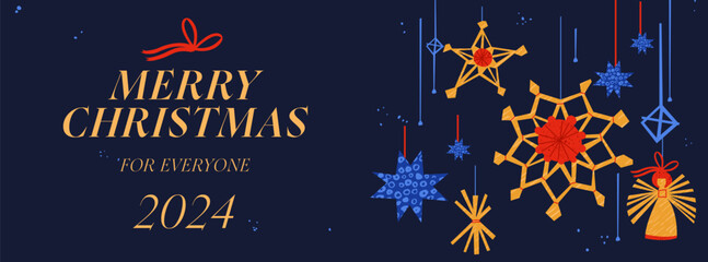 Fototapeta na wymiar Vector illustartion design for Christmas greetings card. Typography and icons for banner