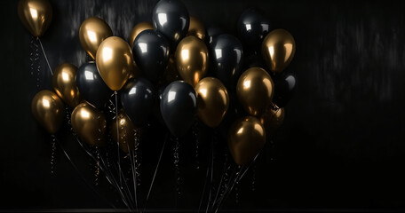 Black and gold balloons celebration decoration