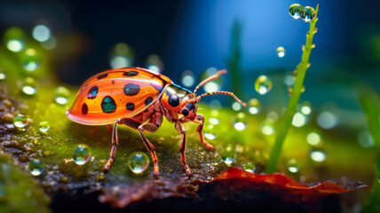 Fototapeta premium Macro Welt. Insekten in der Natur. Generiert mit KI