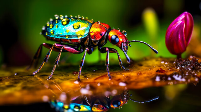 Macro Welt. Insekten in der Natur. Generiert mit KI