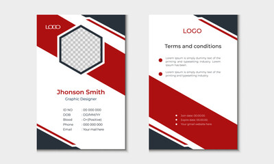 modern and creative, simple vector office id card design with two or three colors variation.| office staff identity card template design.
