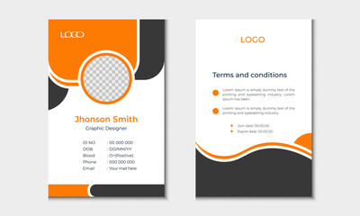 modern and creative, simple vector office id card design with two or three colors variation.| office staff identity card template design.