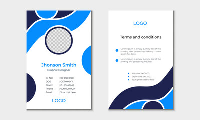 modern and creative, simple vector office id card design with two or three colors variation.| office staff identity card template design.