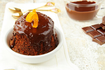 chocolate fondant dessert with chocolate sauce