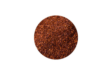 Rooibos tea on a black background. Flat lay, copy space