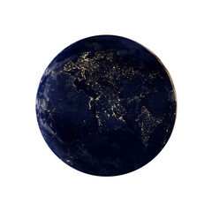 Isolated 3D Render PNG of Earth at Night