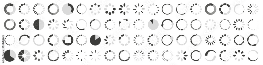 Leinwandbilder Loading circle bar icon collection. Buffer loader or progress load icons. Set of loading icons