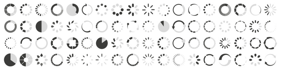 Loading circle bar icon collection. Buffer loader or progress load icons. Set of loading icons