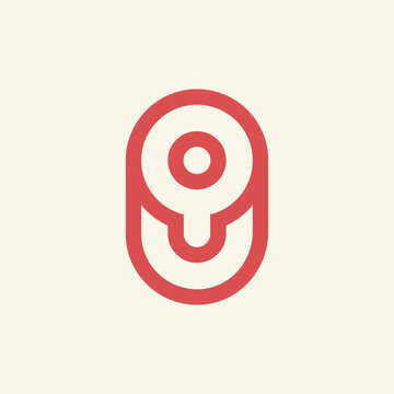 Modern and minimalist initial letter QU or UQ monogram logo