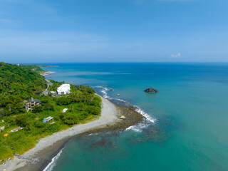 Fototapeta na wymiar Top view of Taitung sea coastline in Taiwan
