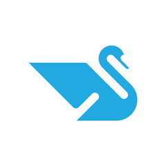 simple blue swan relaxation logo vector