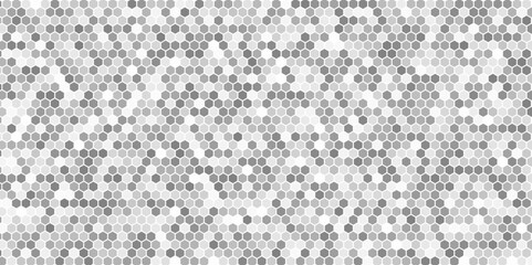 Gray, black, white beehive background. Honeycomb, bees hive cells pattern. Bee honey shapes. Vector geometric seamless texture symbol. Hexagon, hexagonal raster, mosaic cell sign or icon. Gradation.