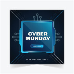Modern Vector Cyber Monday Sale Post Social Media Design Template
