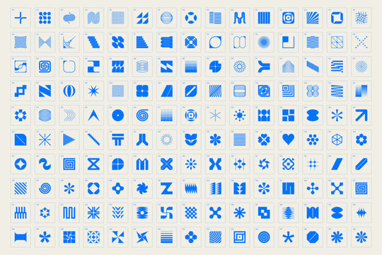 Collection of vector, modern, abstract and geometric shapes and symbols.