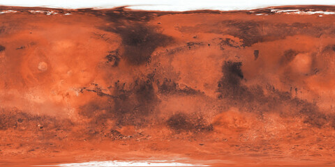 Unwrapped Plain Surface Map of Mars for 3D Renders, 8K Resolution